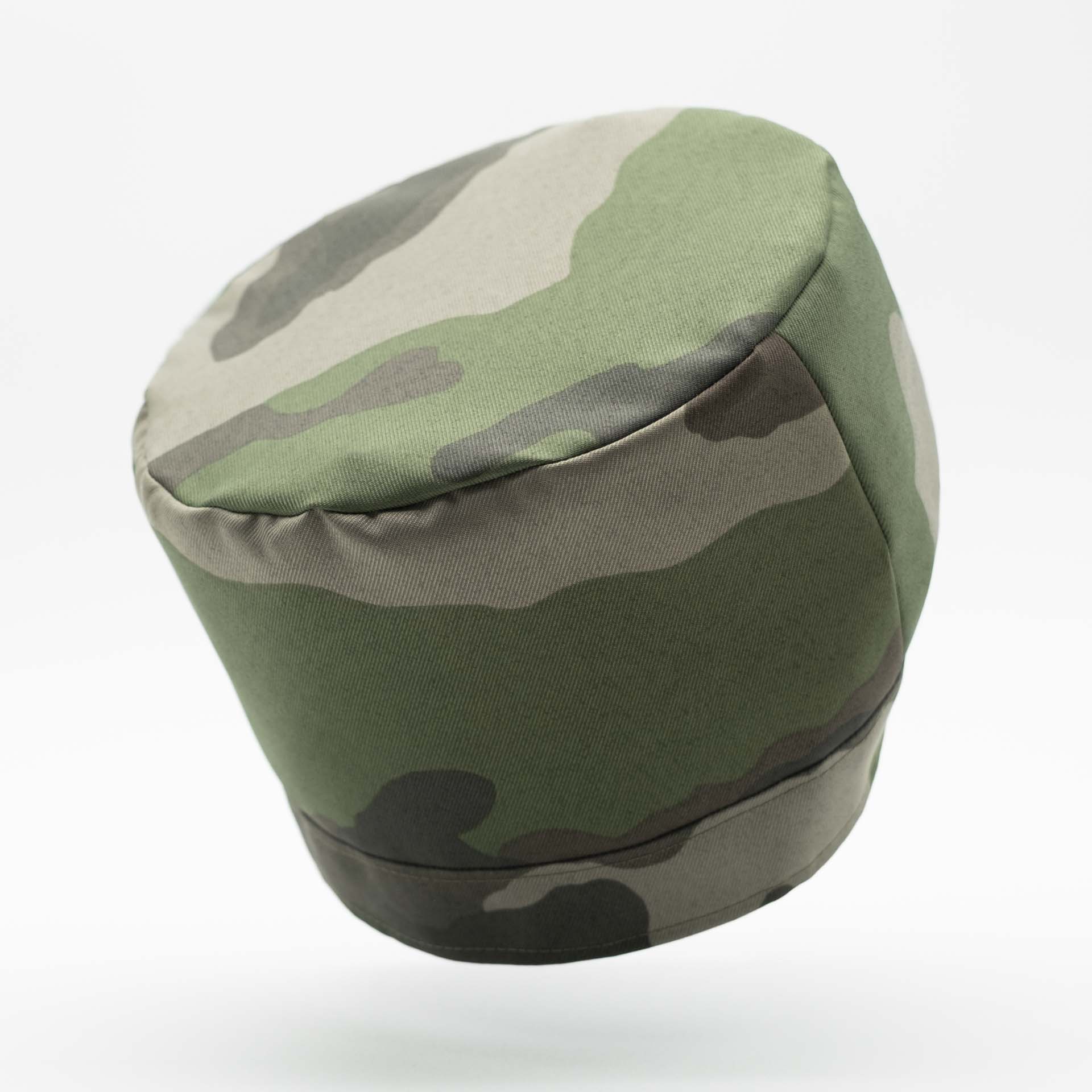 Chapeau Rasta sans visière tissu technique imperméable en camouflage militaire de l'Armée Française doublure intégrée coton noir