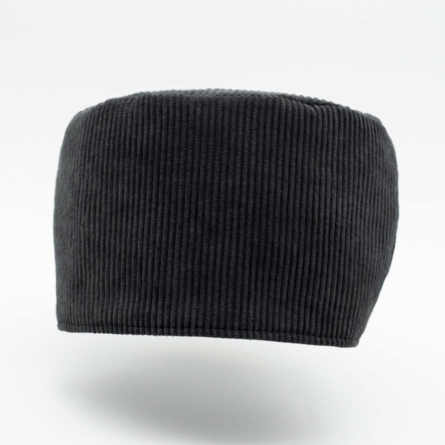 Rasta hat without visor in plain black corduroy black cotton lining for dreadlocks