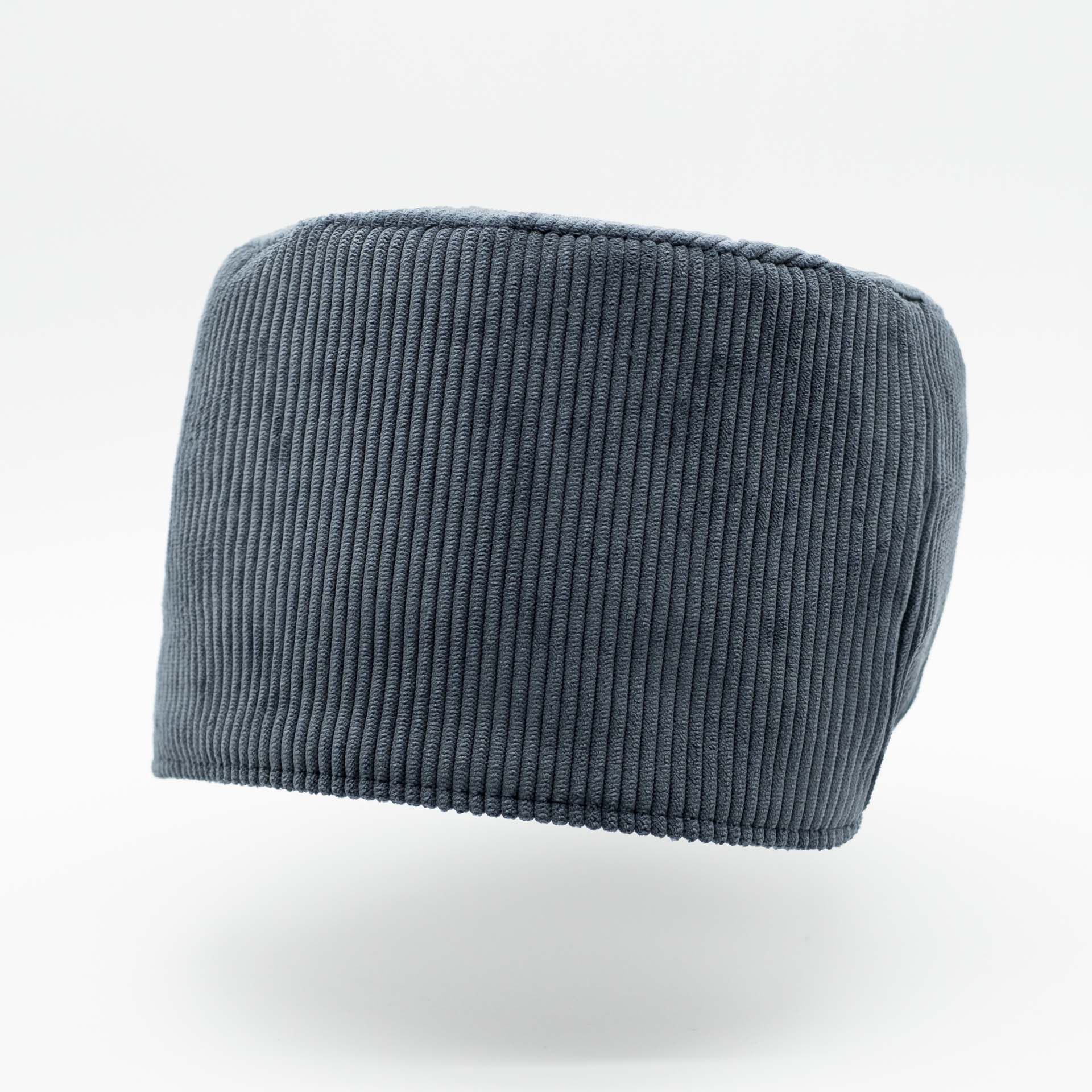 Rasta hat without visor in steel blue corduroy with white cotton lining