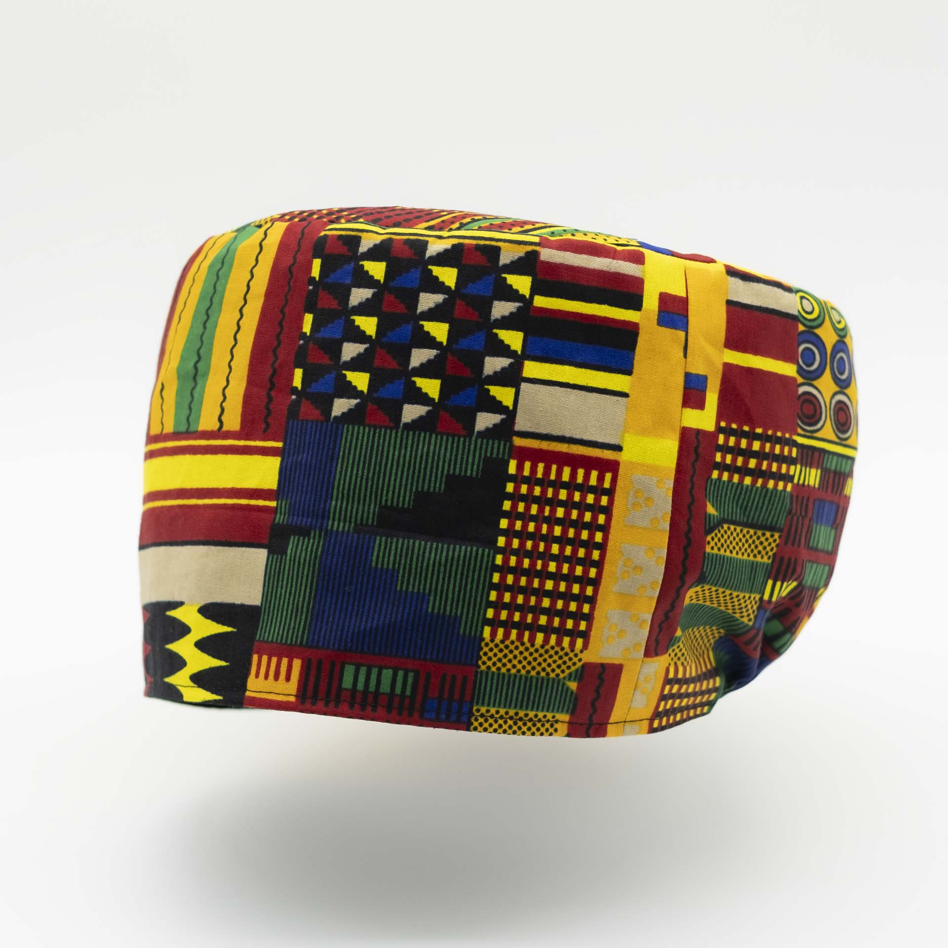 Rasta hat without visor in very colorful African wax from Ghana for dreadlocks