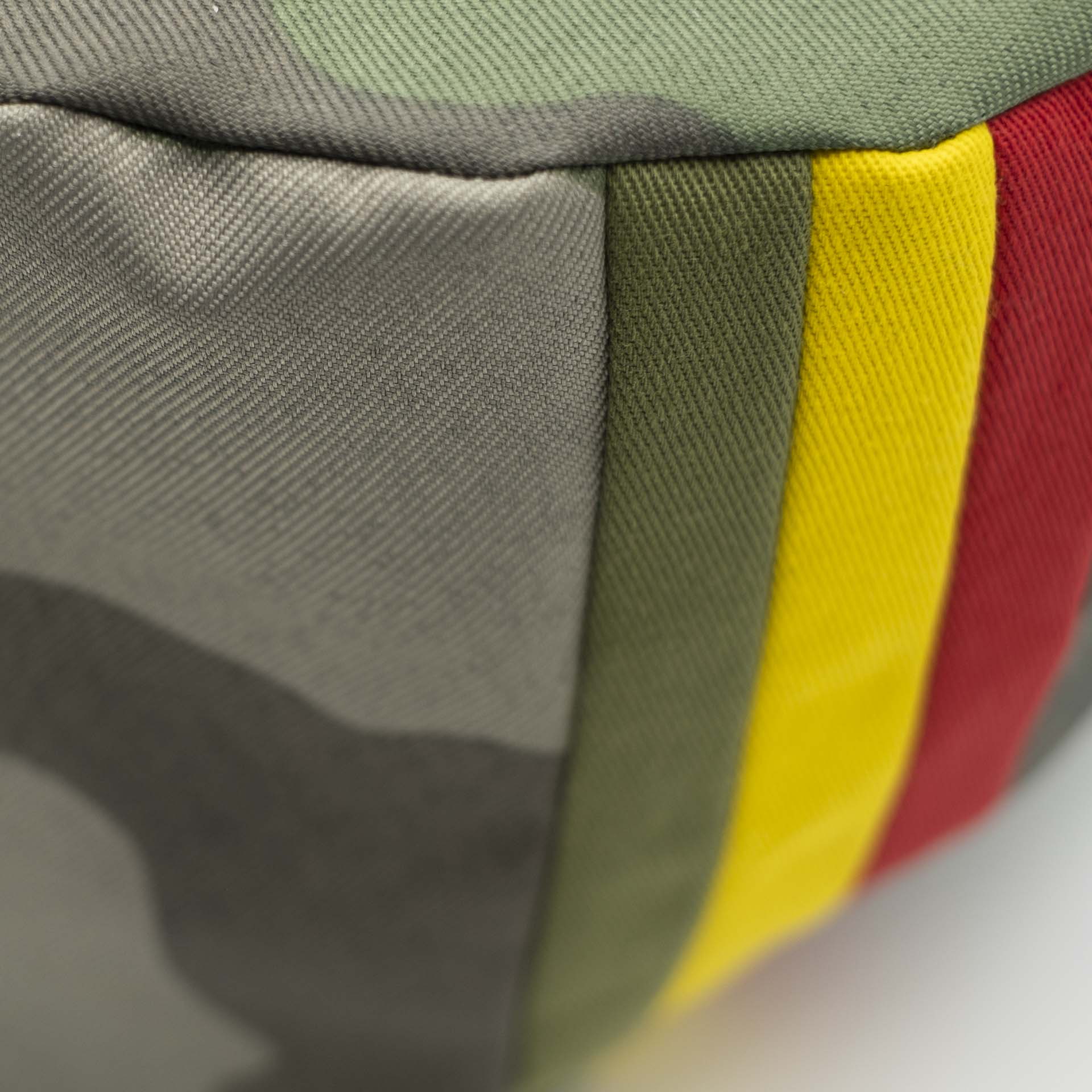 Rasta hat without visor in French Army military camouflage and green yellow red band on the side. Integrated liner