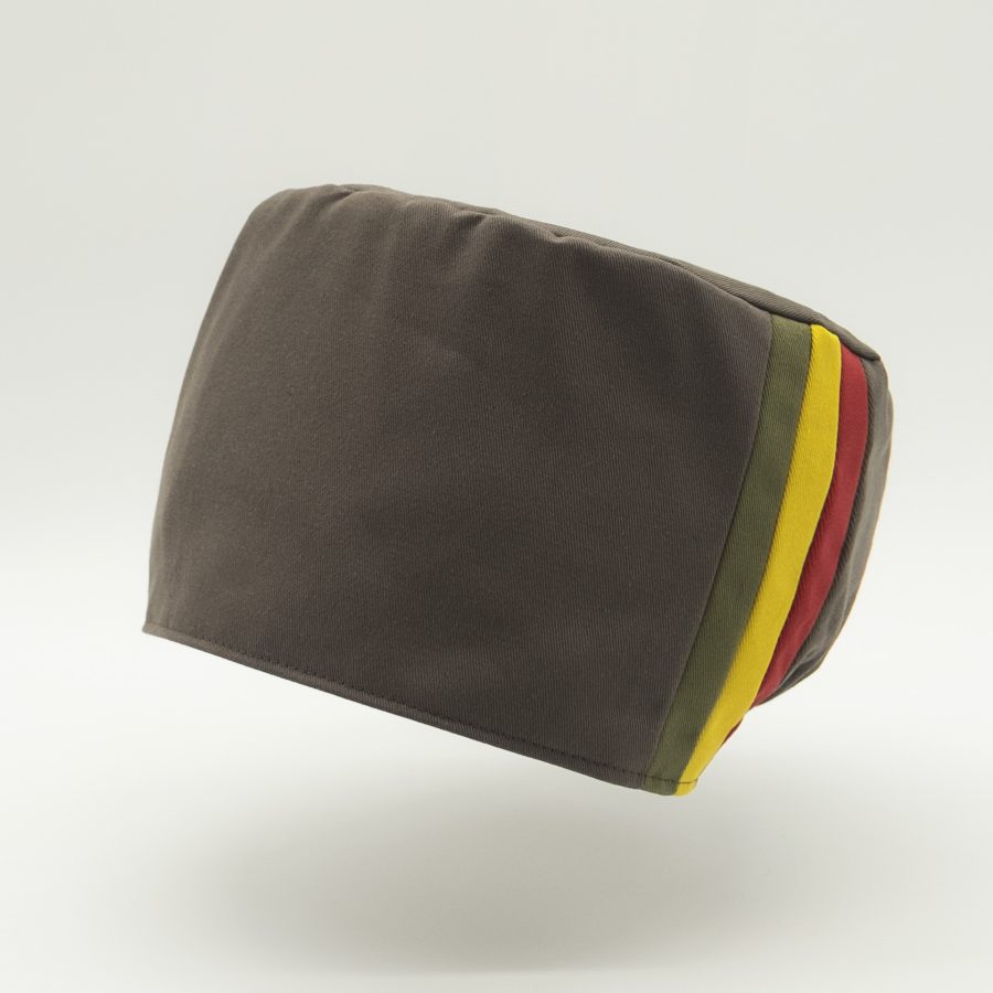 Brown Rasta crown with red gold and green stripes for dreadlocks