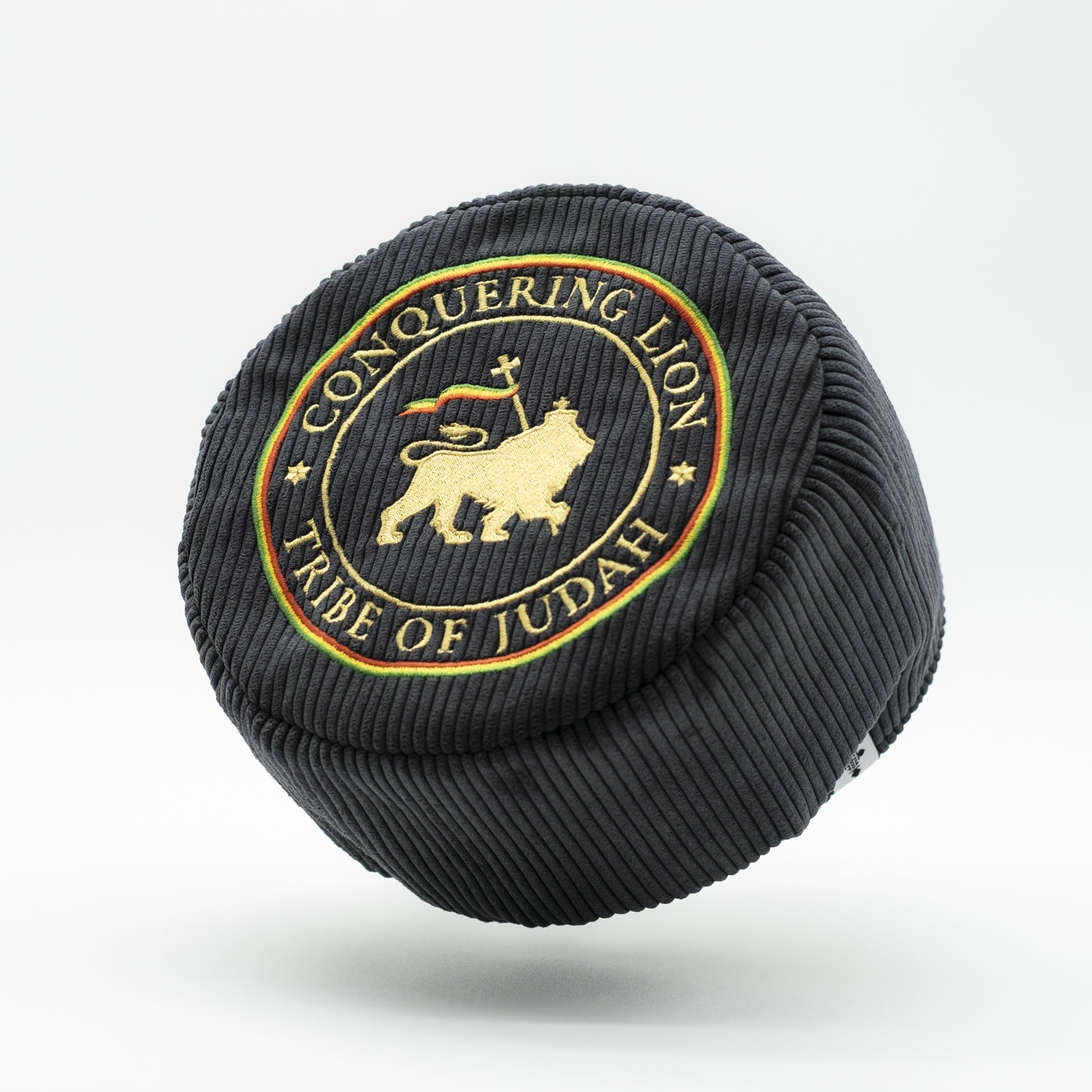 Black corduroy dreadlocks crown embroidery Lion of Judah