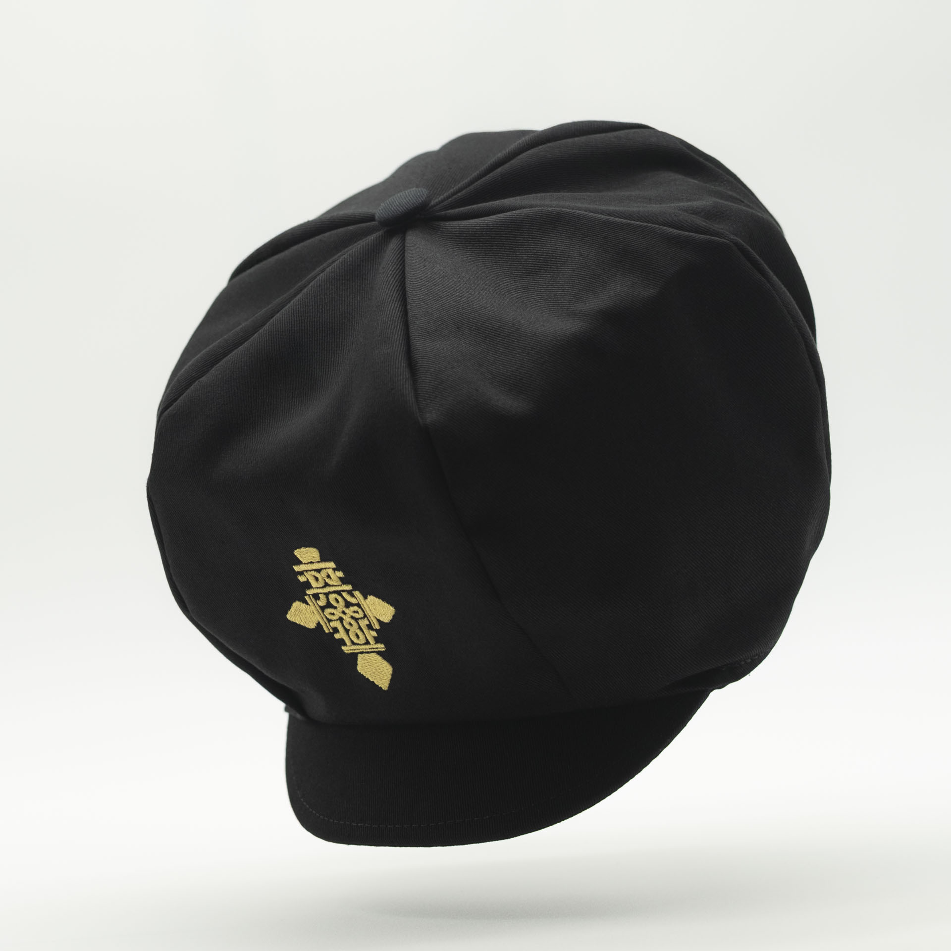 Black rasta crown for dreadlock with gold Ethiopian cross embroidery