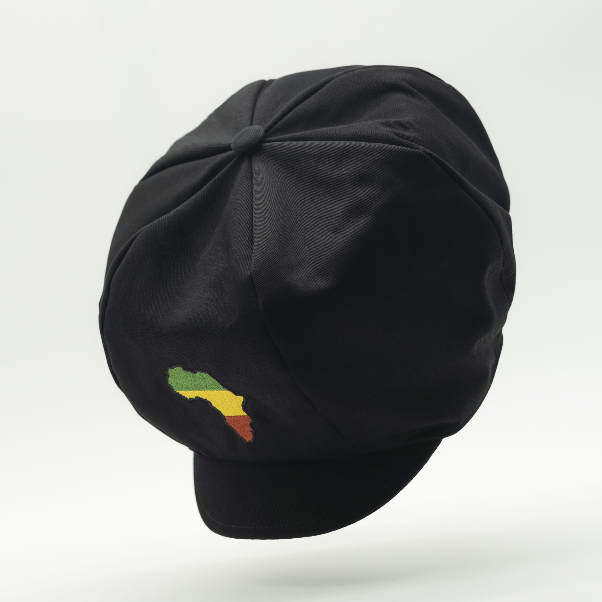 Black rasta crown for dreads with red gold & green Africa embroidery