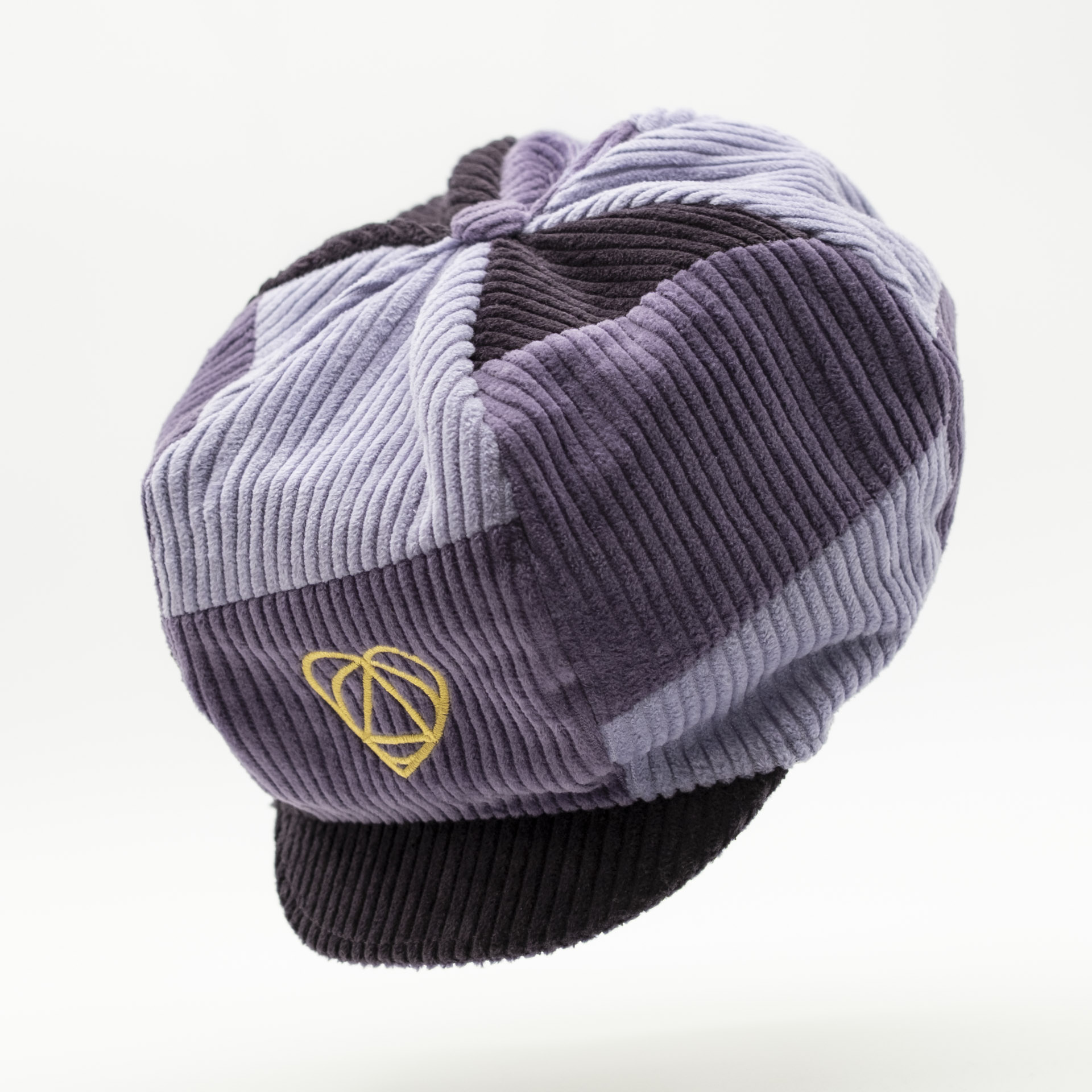 Lavender Fields Signature purple corduroy rasta hat for dreadlocks with golden embroidery