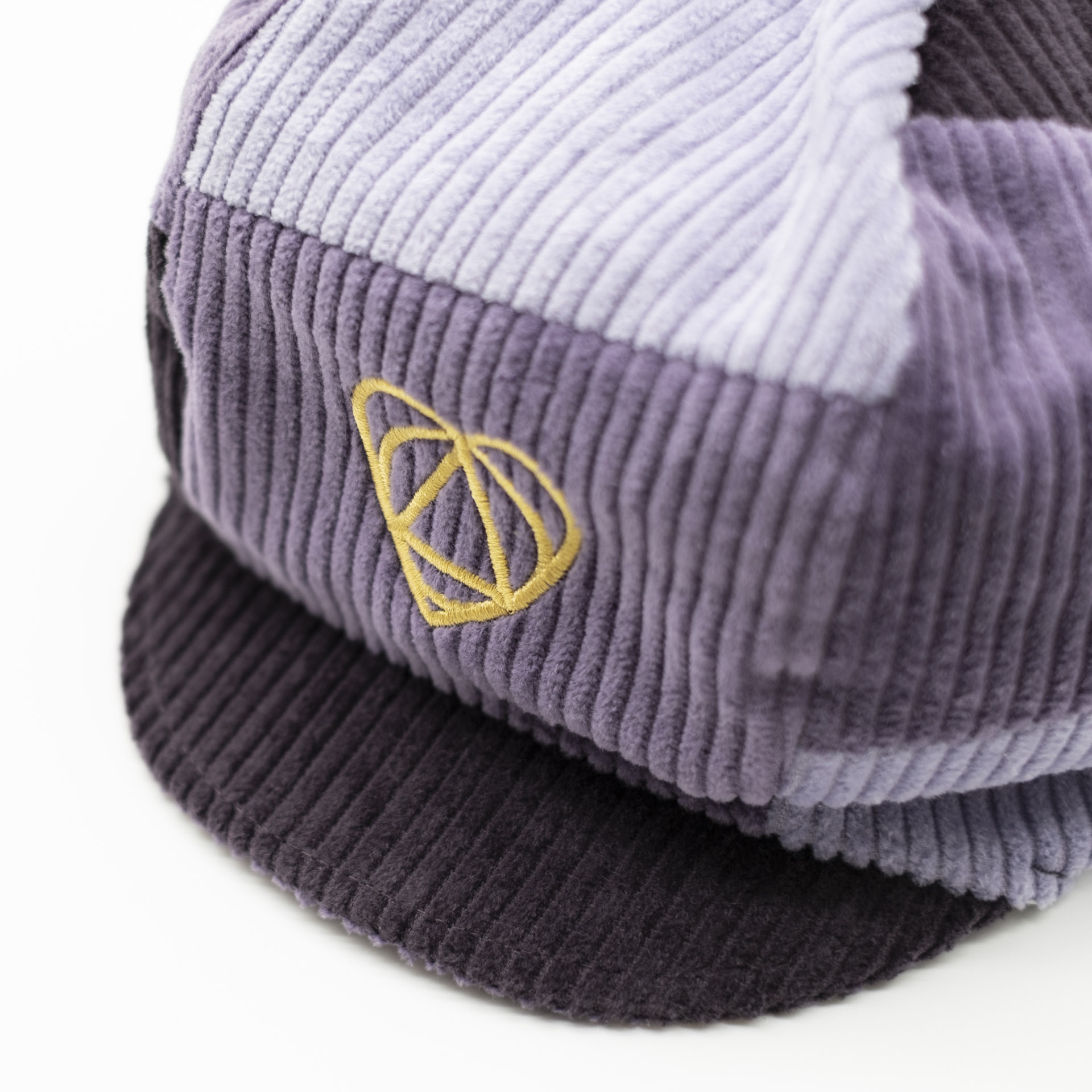 Lavender Fields Signature purple corduroy rasta hat for dreadlocks with gold embroidery