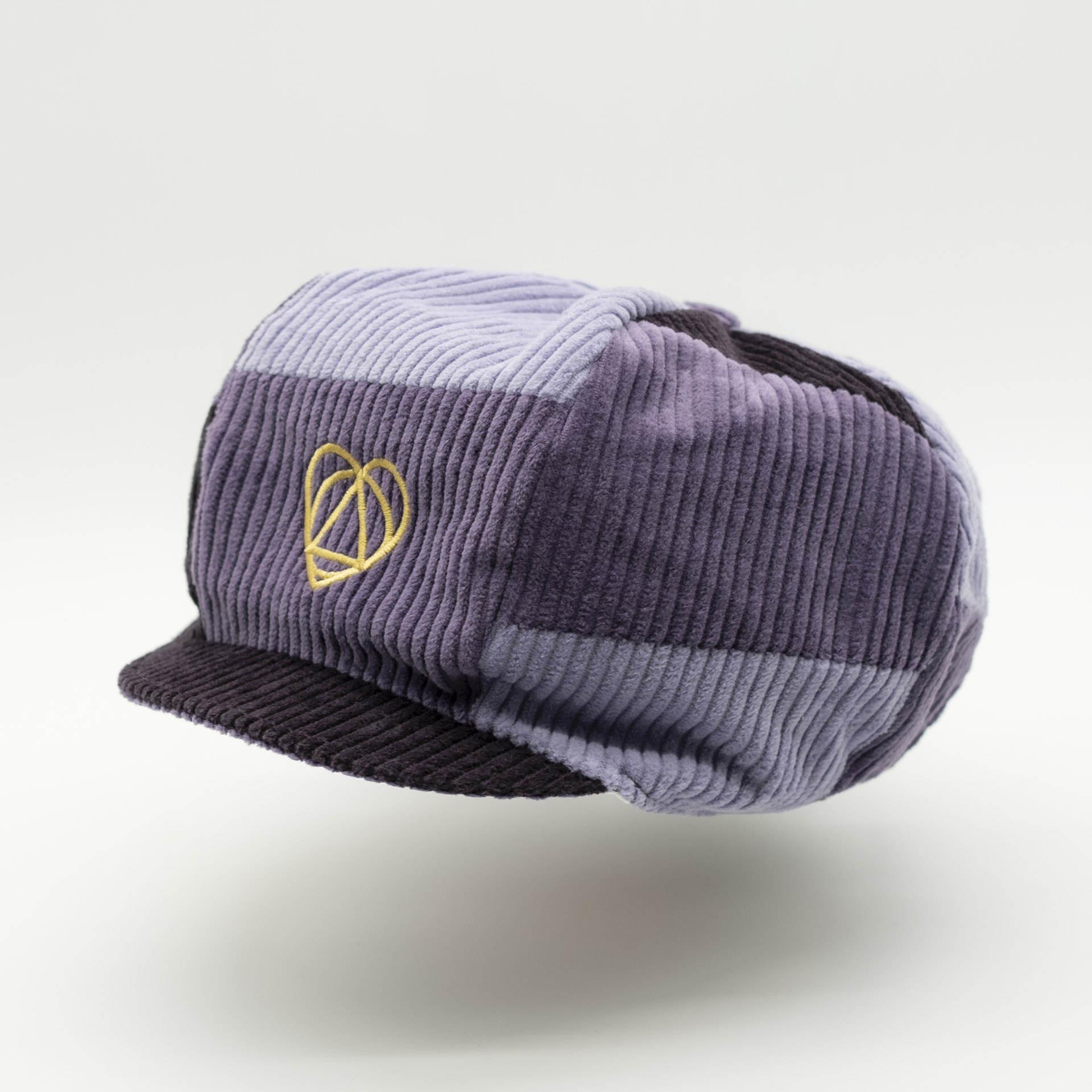 Lavender Fields Signature purple corduroy rasta hat for dreadlocks with gold embroidery