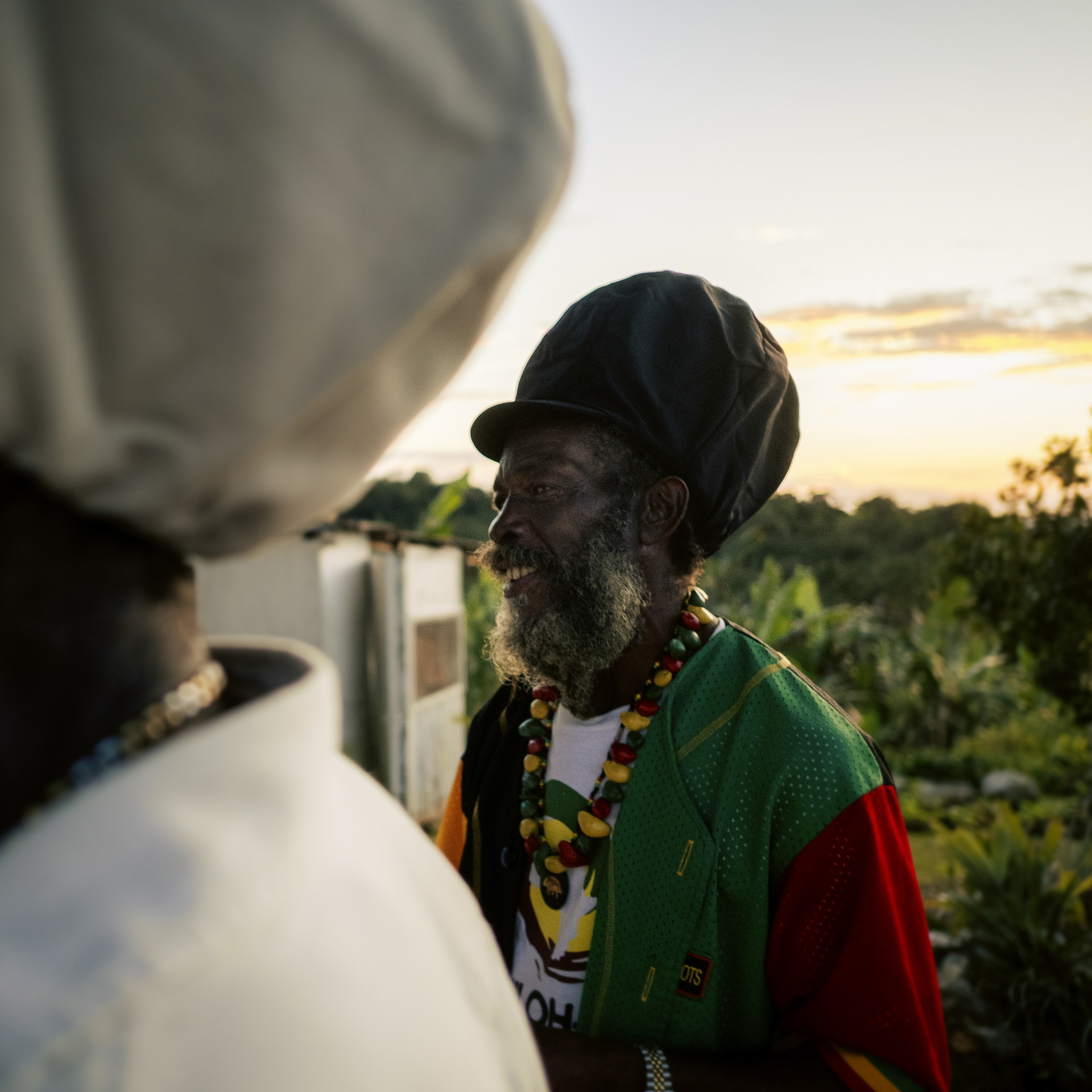 Billy Dread at a party in the hill with his big black Rocksteady dreadlocks hat