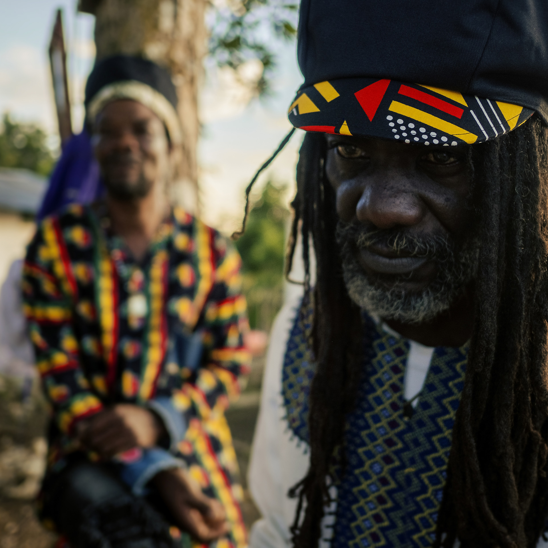 Portrait of a Jamaican man with dreadlocks cap