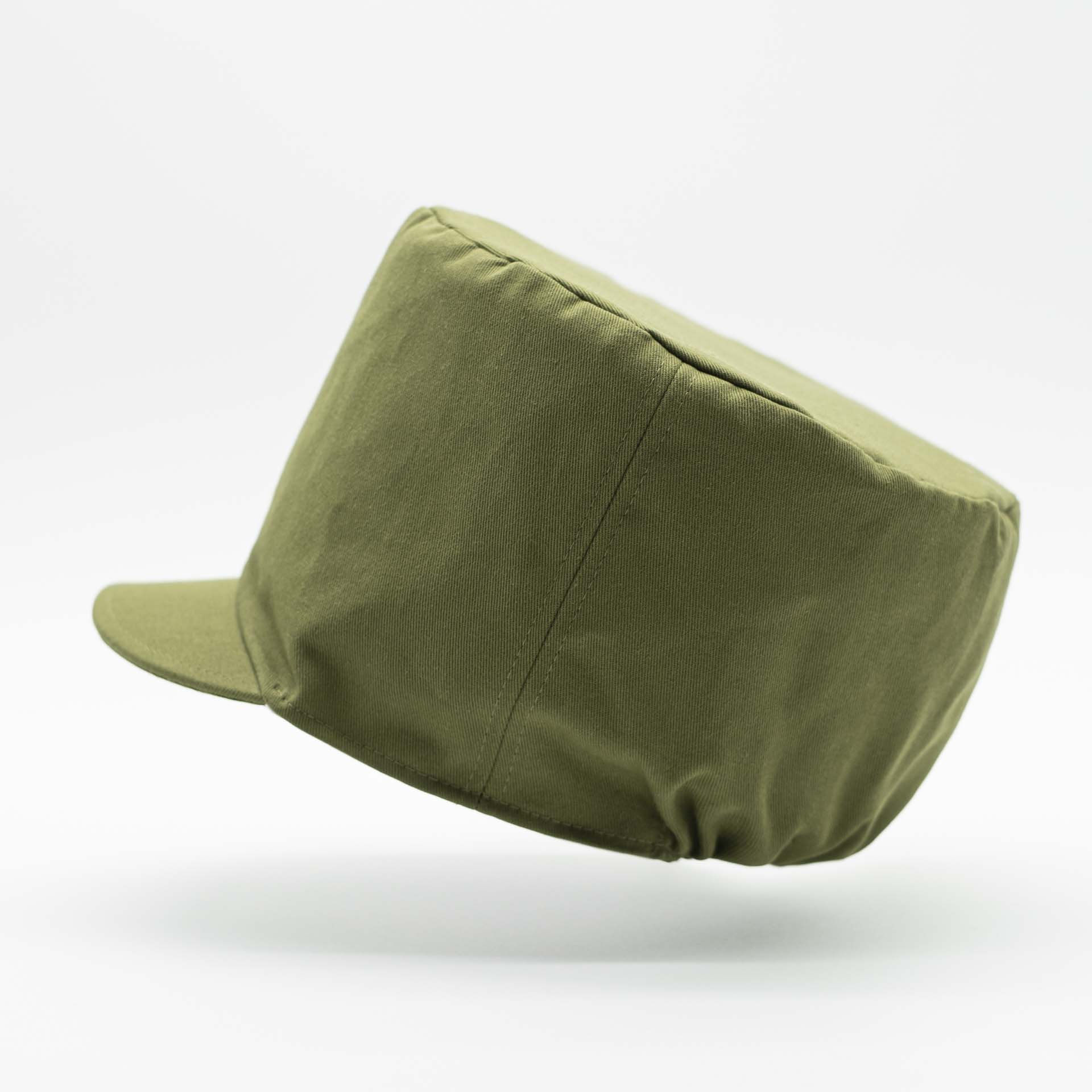 Rasta hat for dreadlocks with khaki green cotton visor and ecru lining