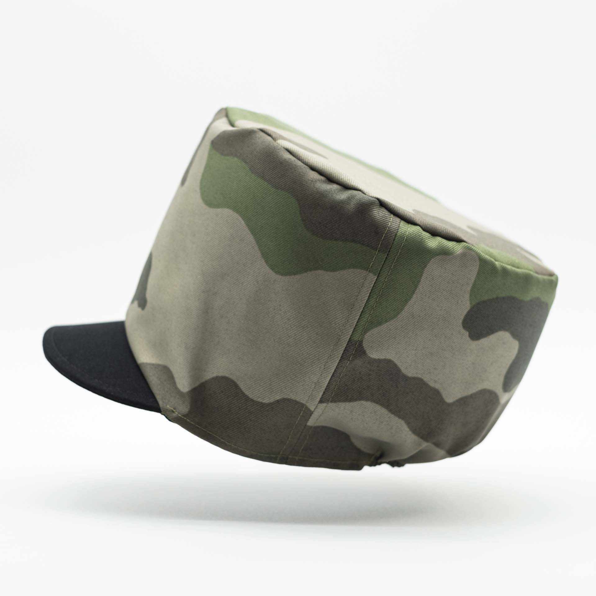 Rasta hat for dreadlocks military camouflage fabric black visor and lining