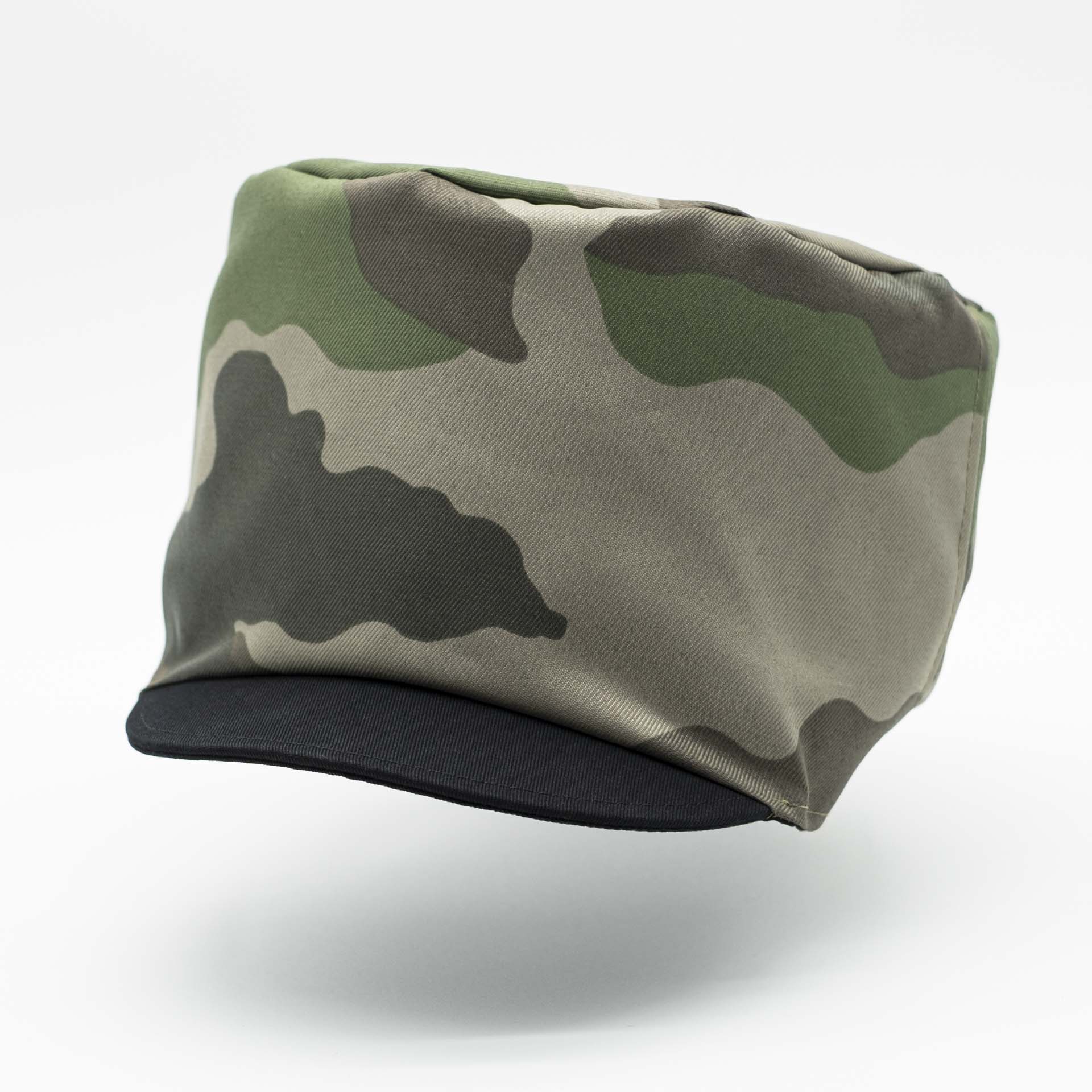 Rasta hat for dreadlocks military camouflage fabric black visor and lining