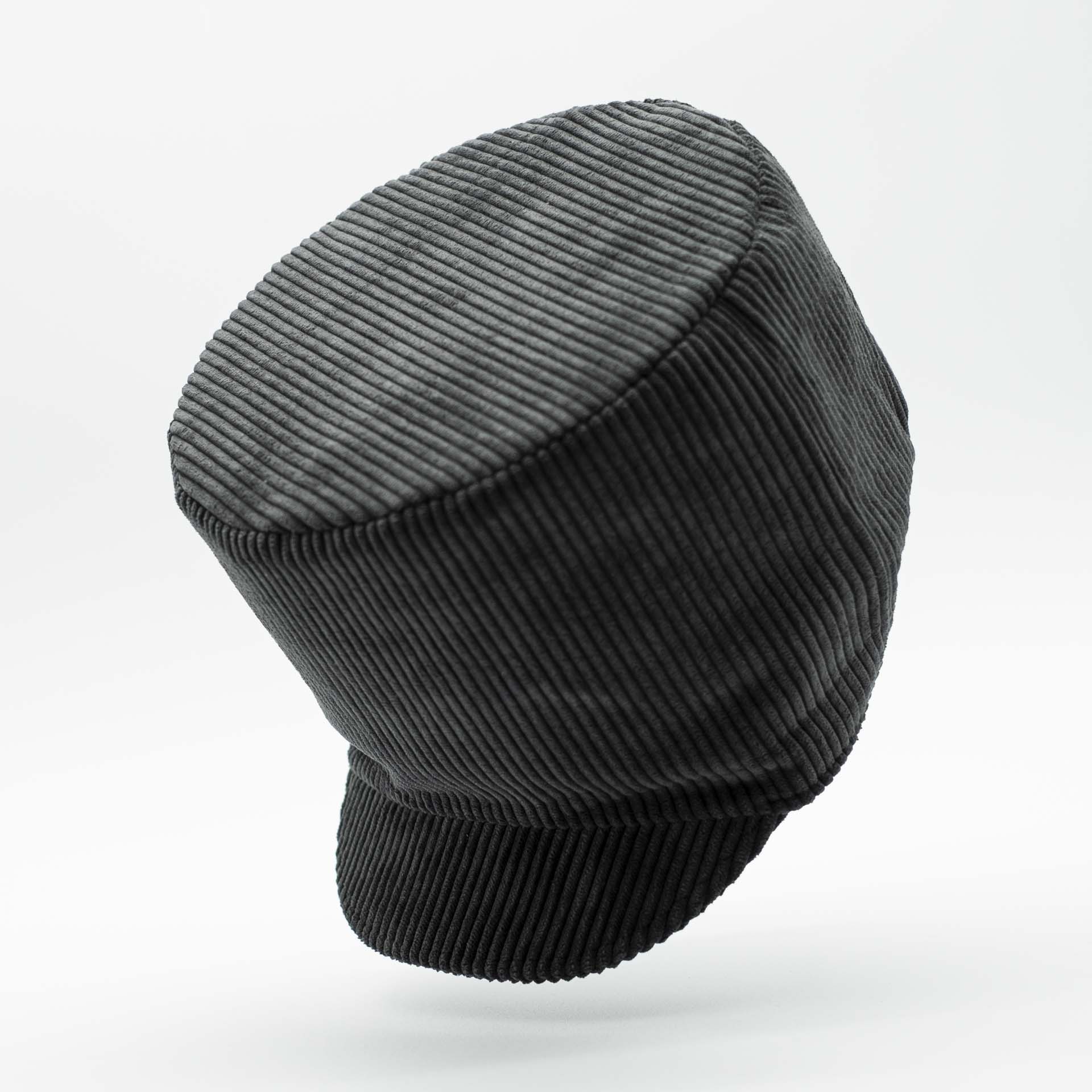 Rasta hat for dreadlocks in anthracite gray corduroy and black lining