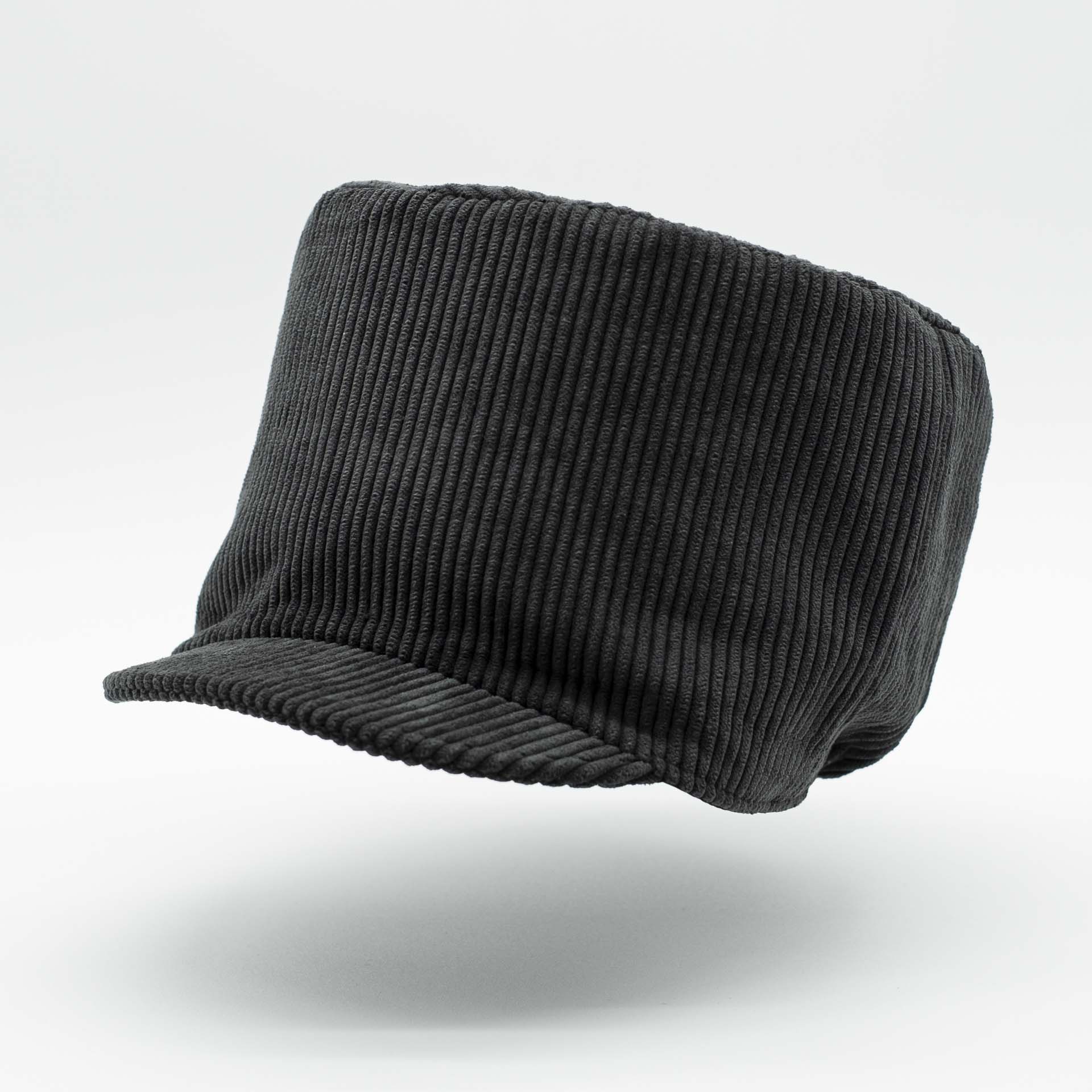 Rasta hat for dreadlocks in anthracite gray corduroy and black lining