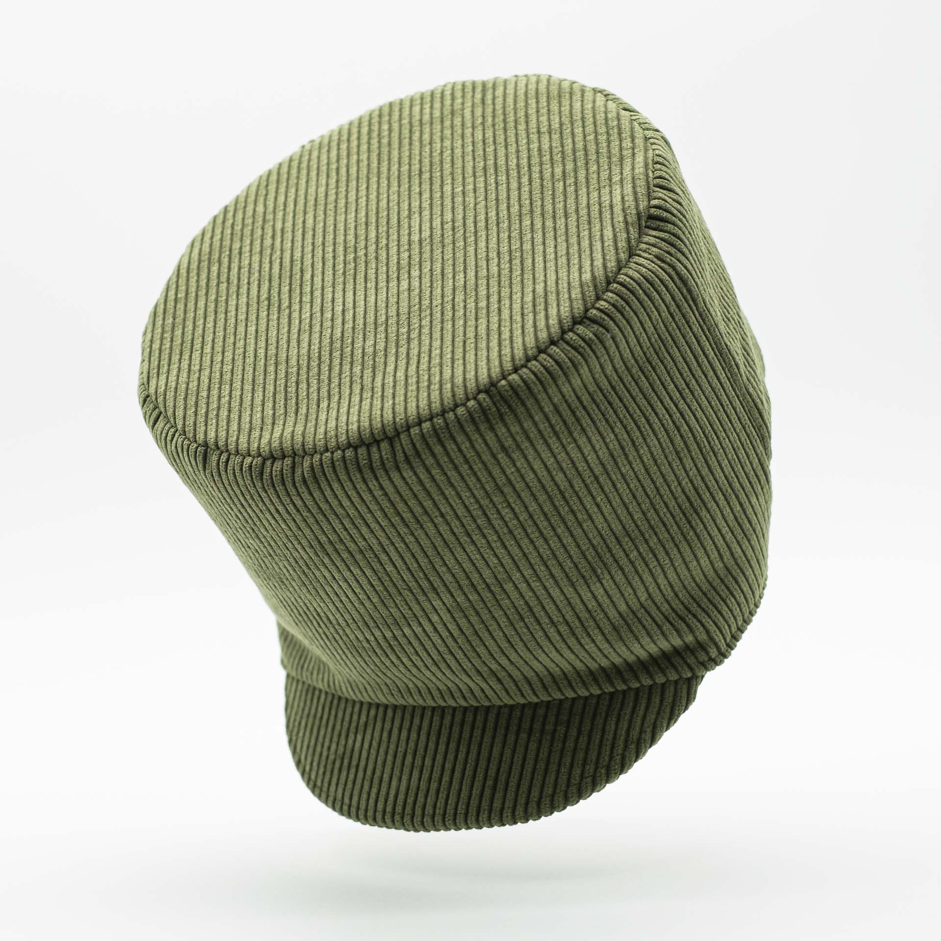 khaki Rasta hat for dreadlocks in corduroy and ecru lining