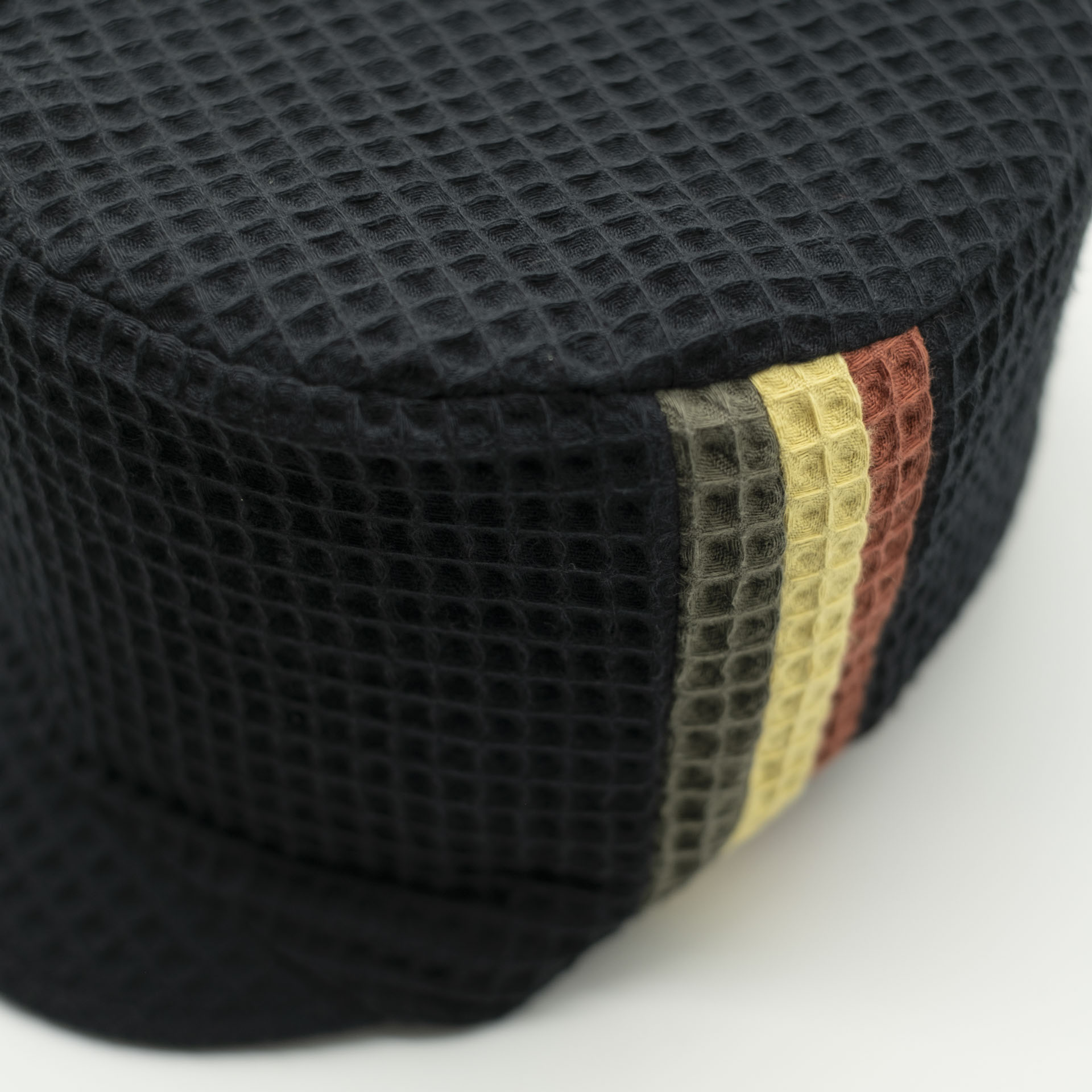 black rasta dreadlocks cap in waffle cotton with red gold green stripe