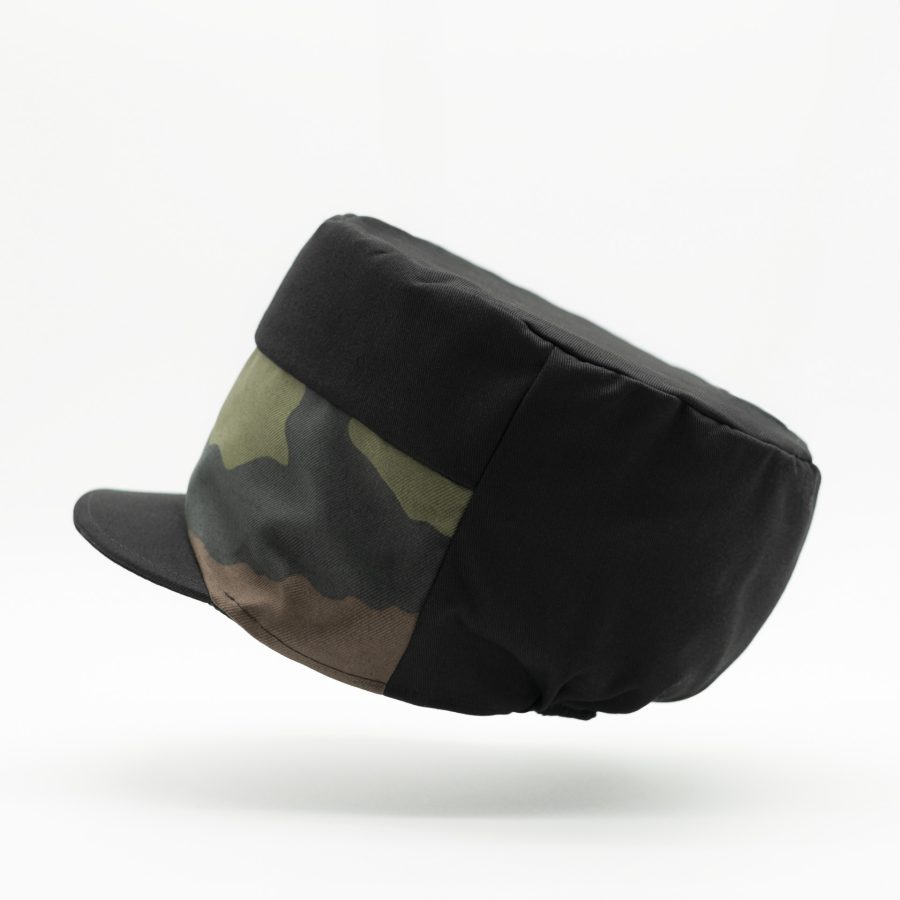 Rasta hat special dreadlocks in black cotton and army camo patterns, black lining