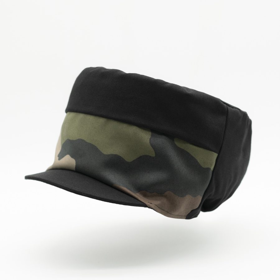 Rasta hat special dreadlocks in black cotton and army camo patterns, black lining