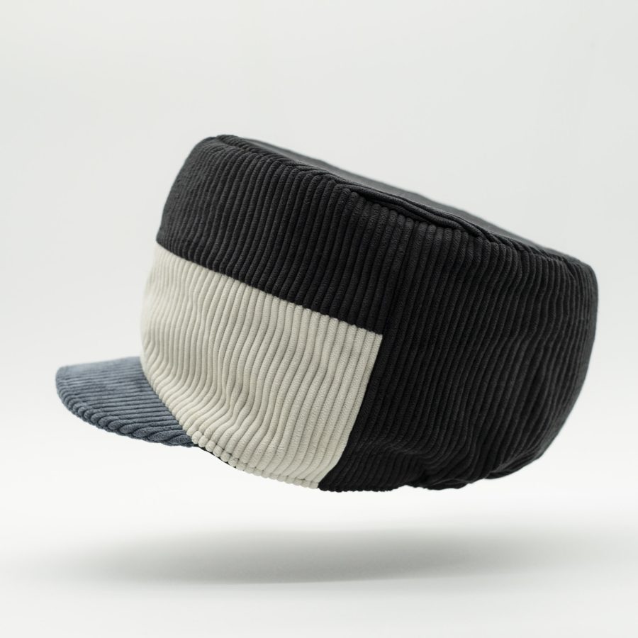 Corduroy black and white Rasta hat tam for dread blue visor