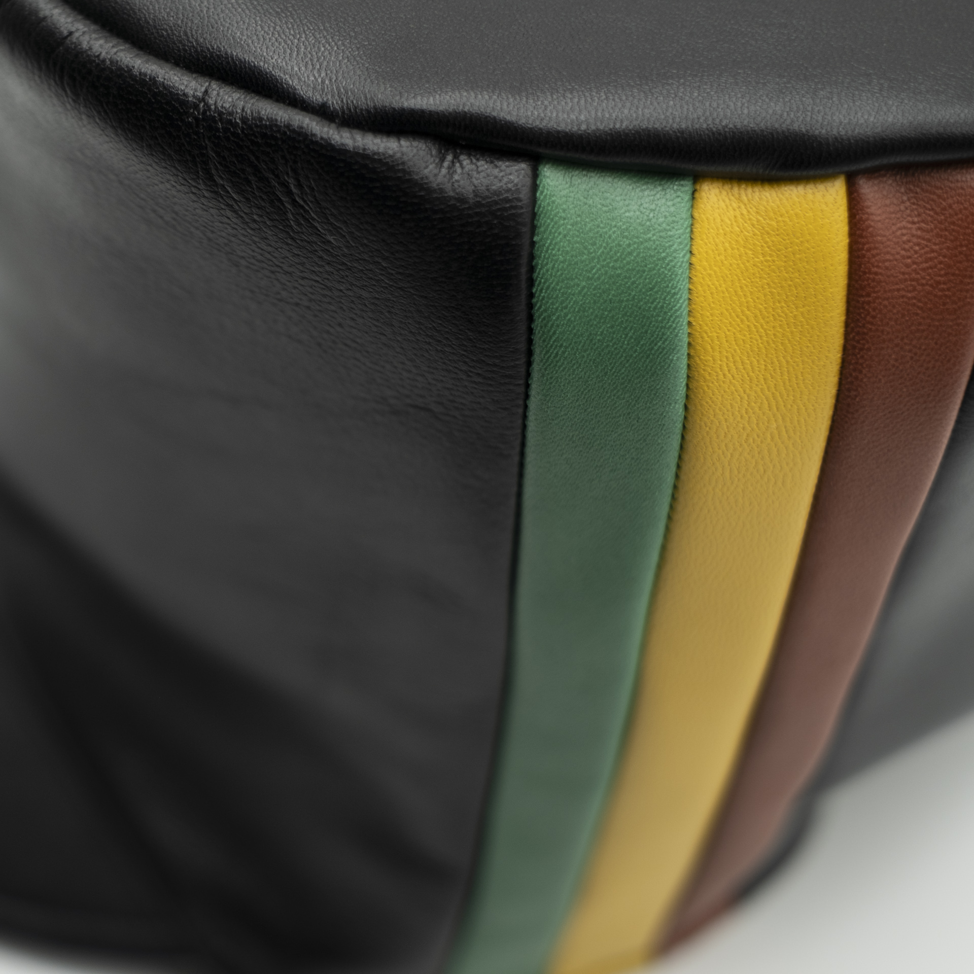 Rasta cap for dreadlocks in black and red gold green stripes handmade with lamb leather and black lining