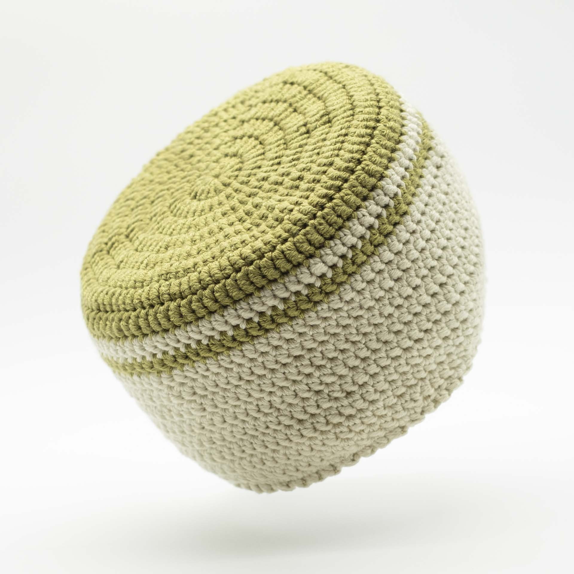 Beanie hat for dreadlocks main color cream and light green tam with a thin band