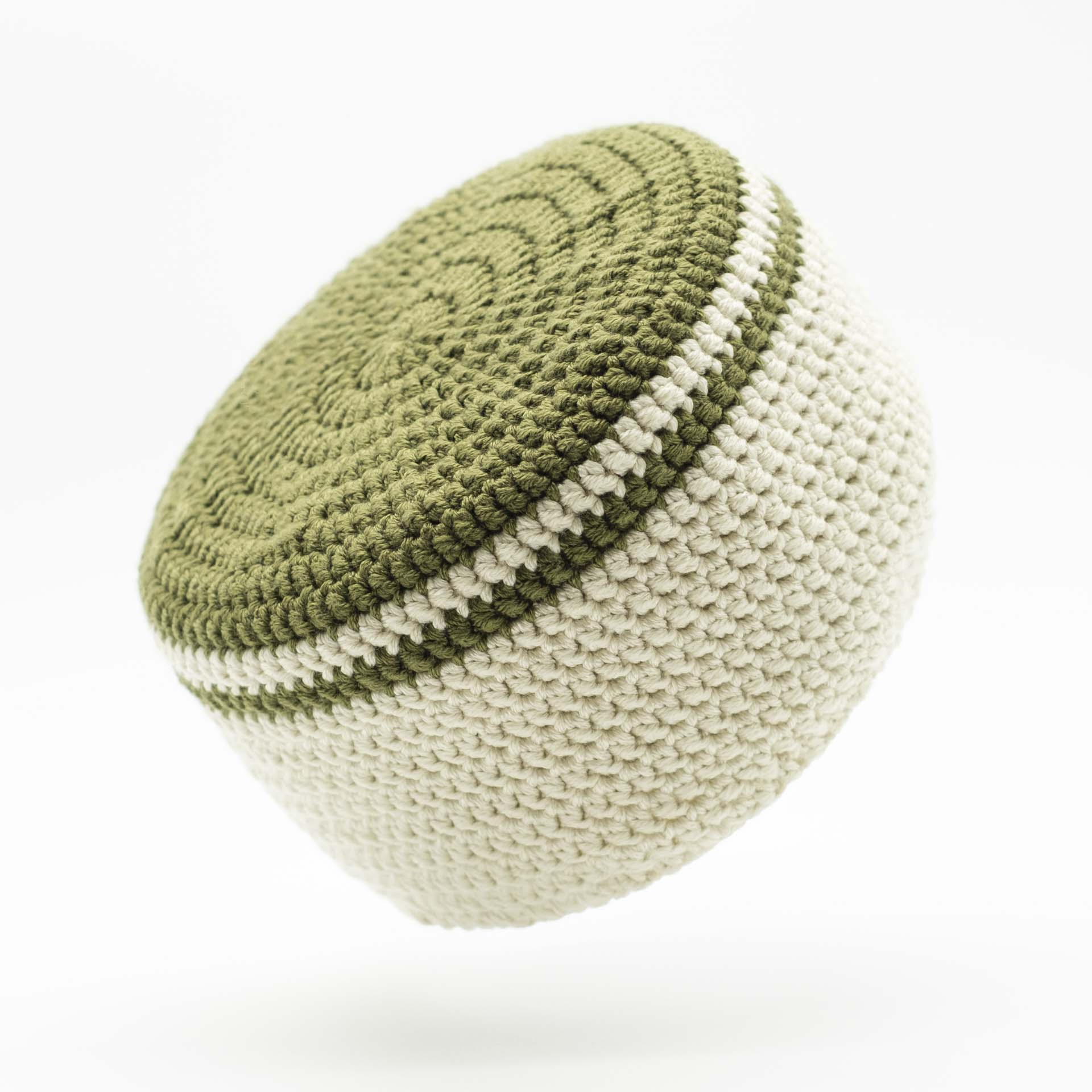 Beanie hat for dreadlocks main color cream and green khaki tam with a thin band