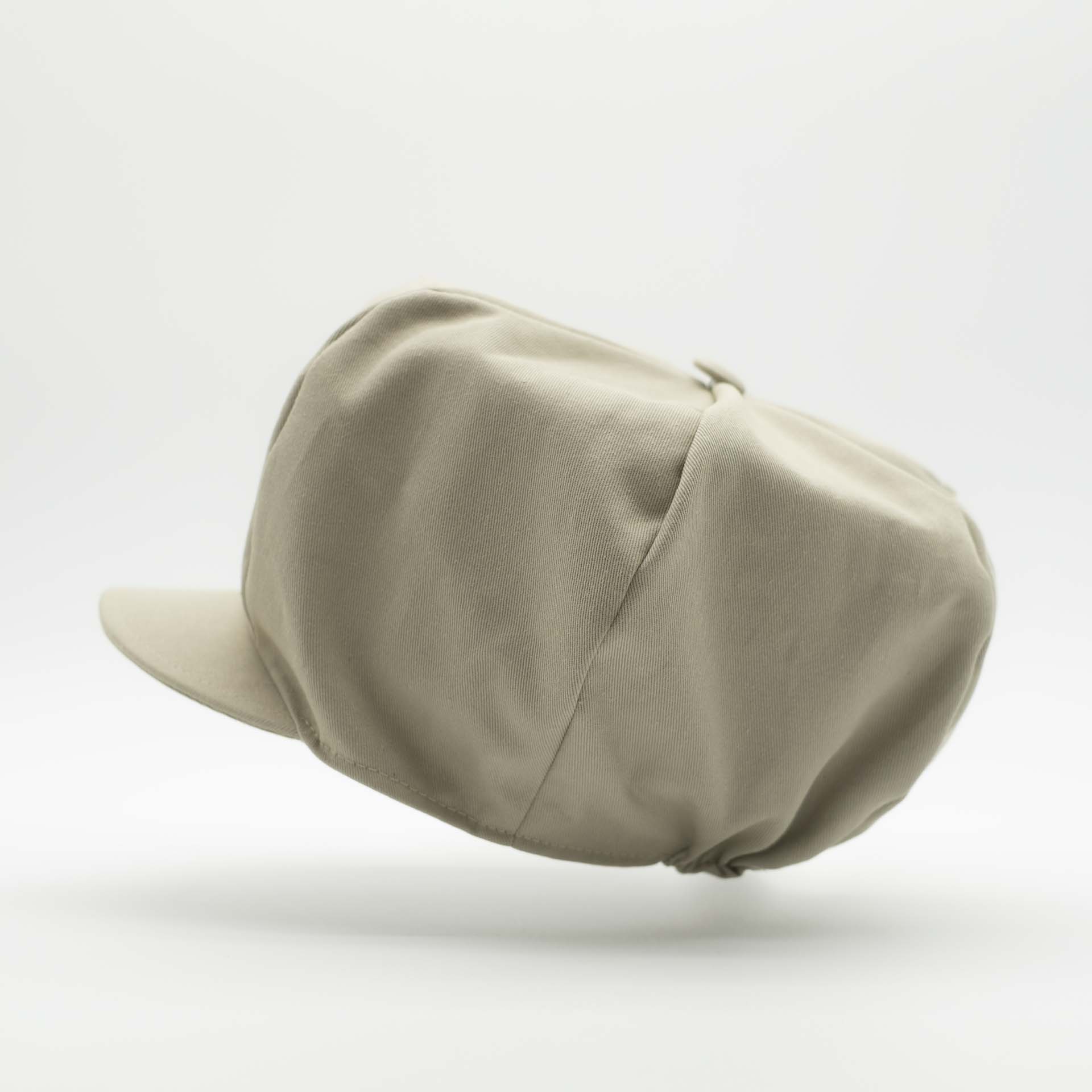 Rasta newsboy cap with visor for dreadlocks in beige cotton and ecru lining