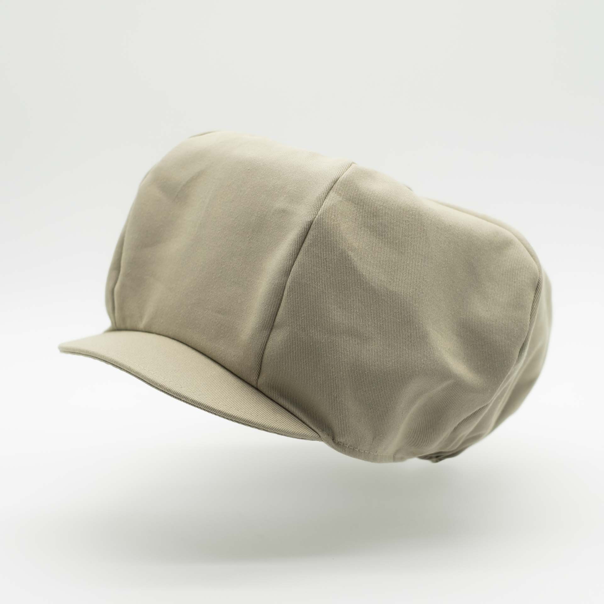 Rasta newsboy cap with visor for dreadlocks in beige cotton and ecru lining