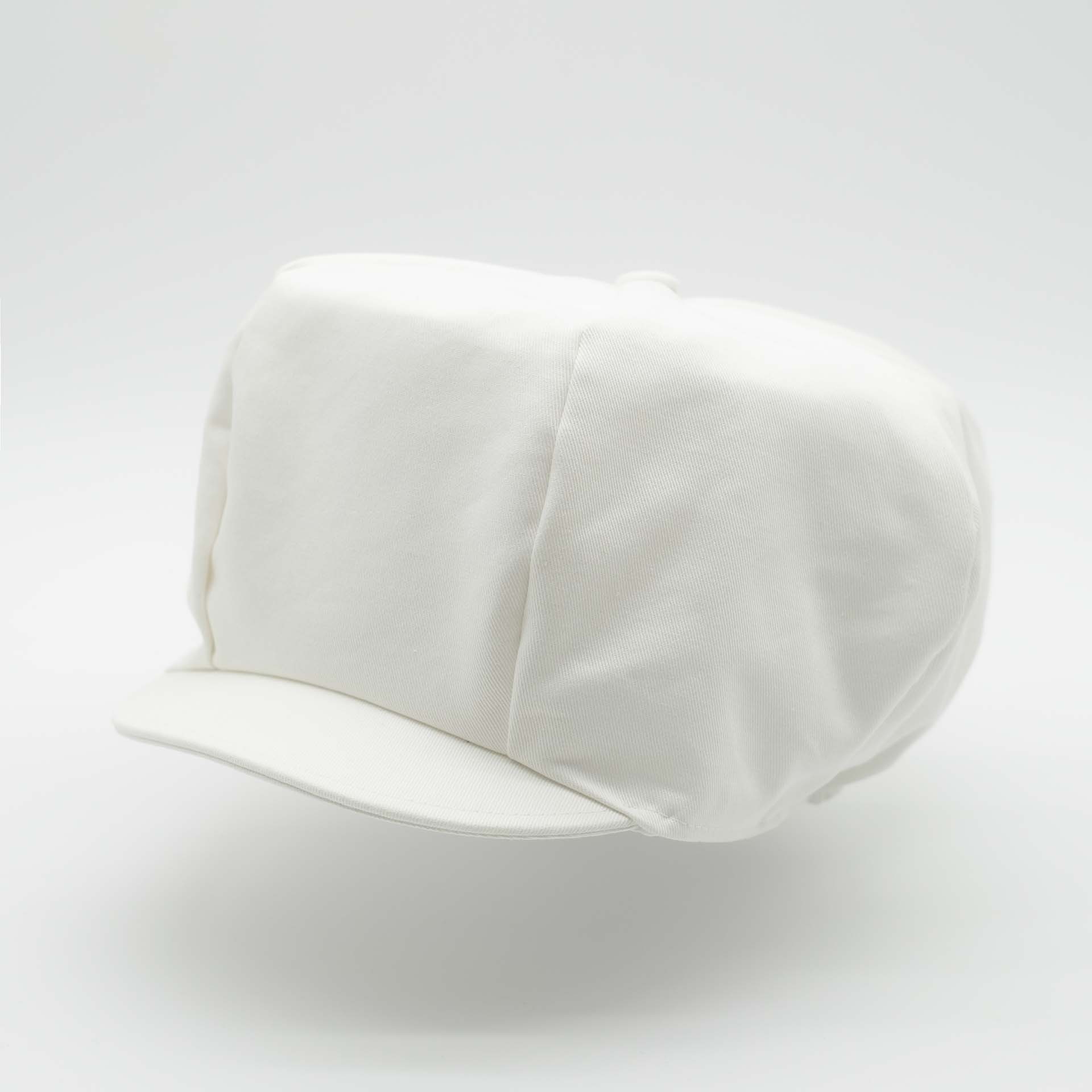 Rasta newsboy cap with visor for dreadlocks in white cotton and white lining