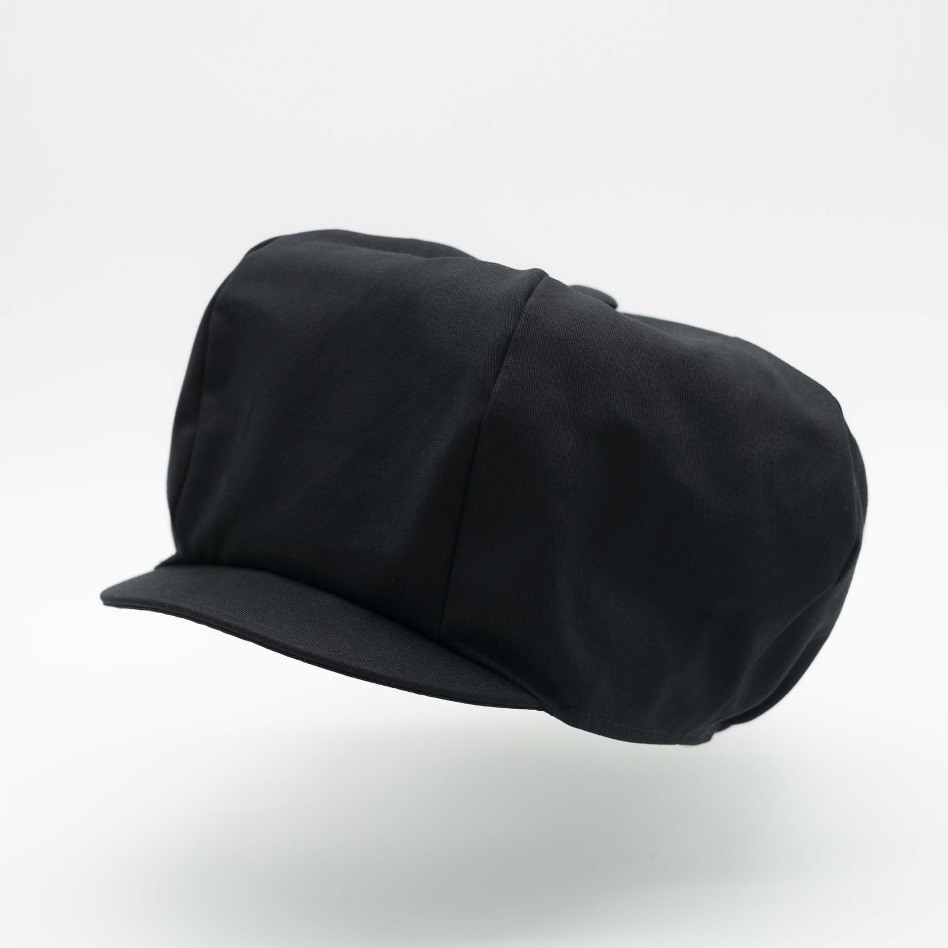 Rasta newsboy cap with visor for dreadlocks in black cotton and black lining