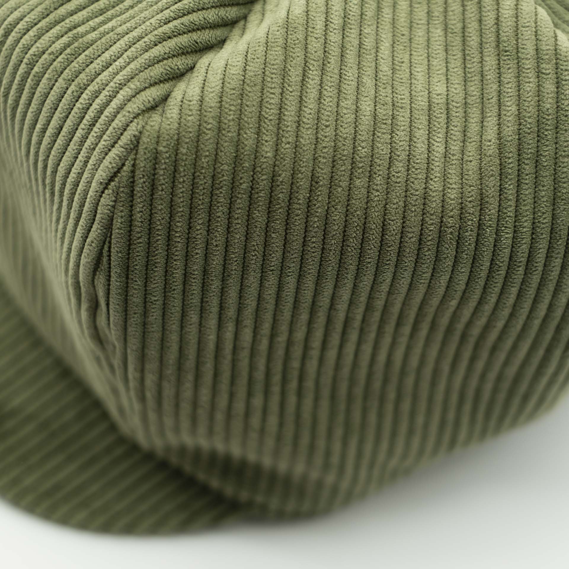 Rasta newsboy cap with visor for dreadlocks in khaki green corduroy and ecru lining