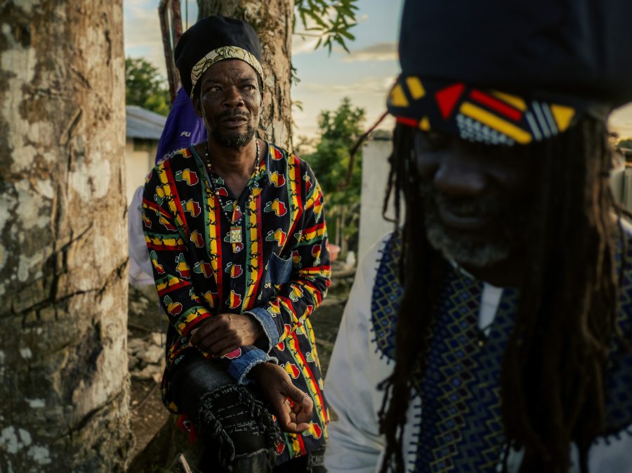 Two rastas with dreadlocks crown